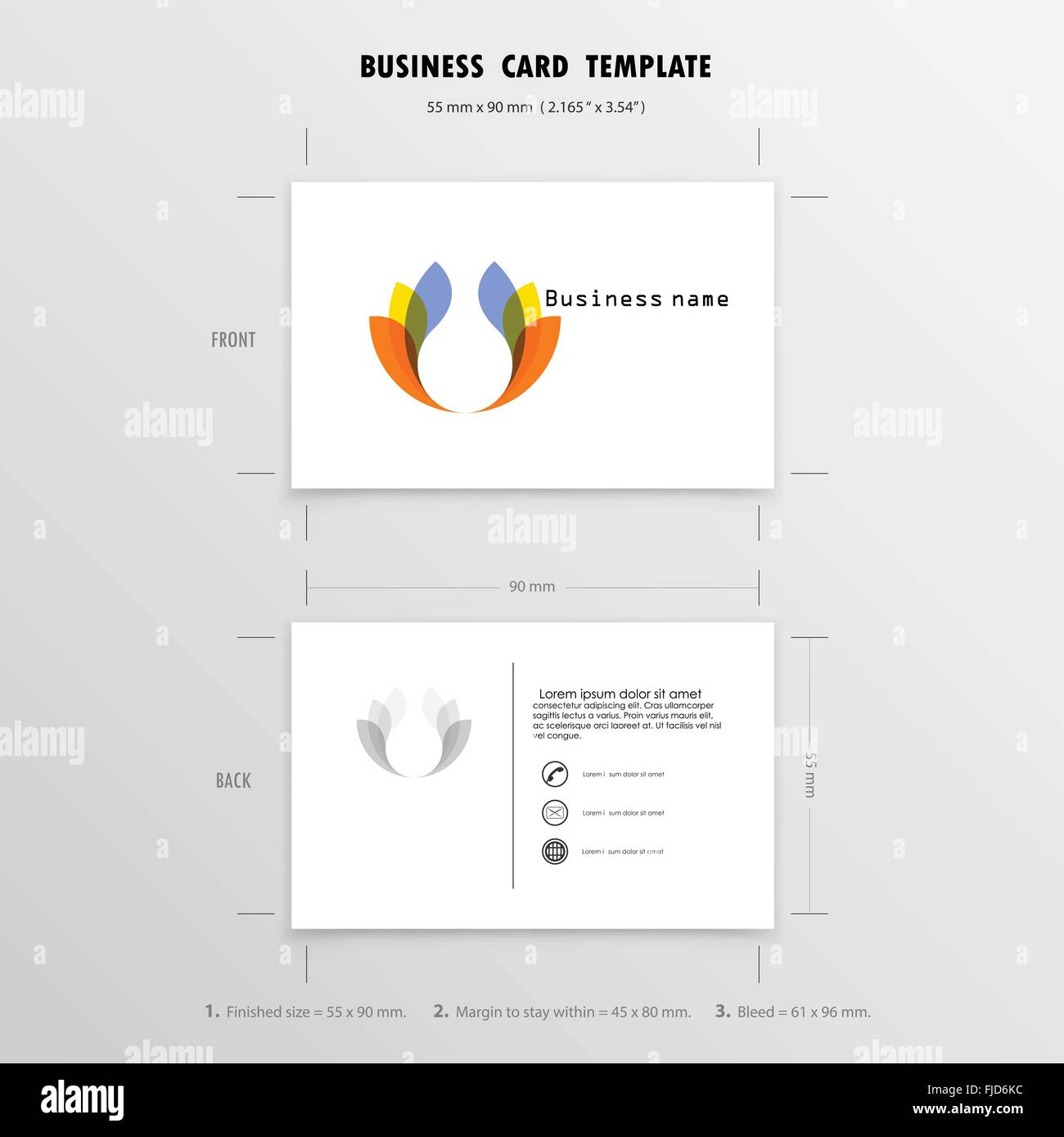 Abstract Creative Business Cards Design modello. Nome simbolo di carte. Dimensioni 55 mm x 90 mm (i 2.165 in x 3,54 in).illustrazione vettoriale Illustrazione Vettoriale