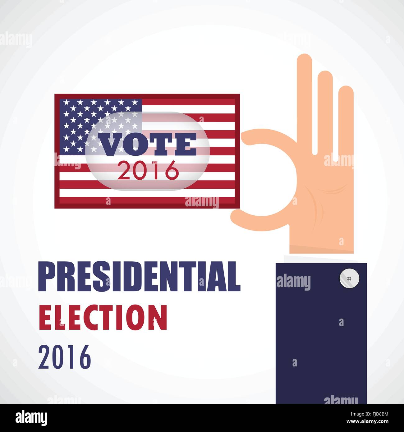 Concetto di voto.imprenditore mano e la carta di voto con l'america elezioni presidenziali 2016.illustrazione vettoriale Illustrazione Vettoriale