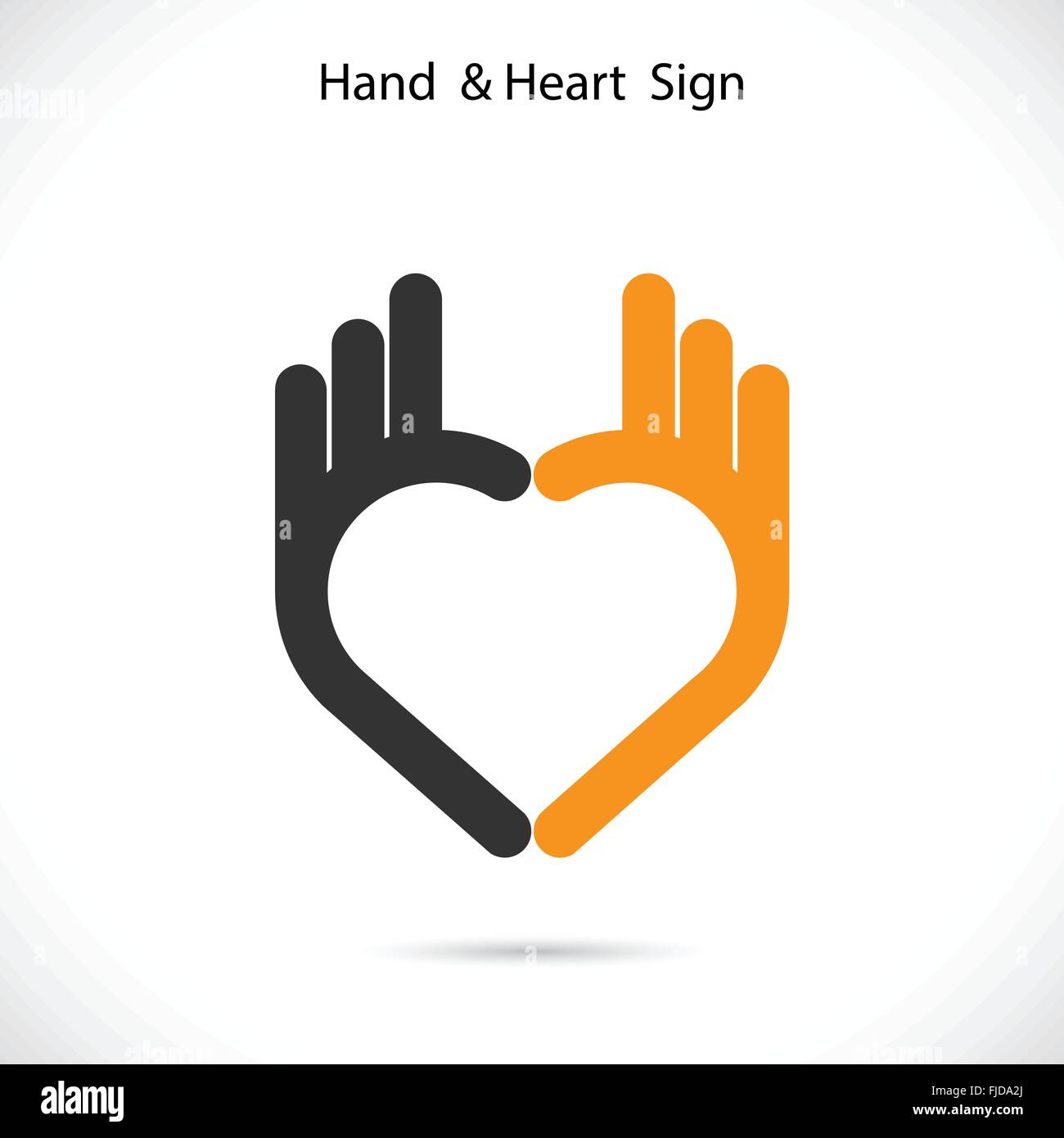 Mano creatrice e forma di cuore abstract logo design.lato simbolo Ok icon.business Corporate logotipo creativo simbolo. Illustrazione Vettoriale