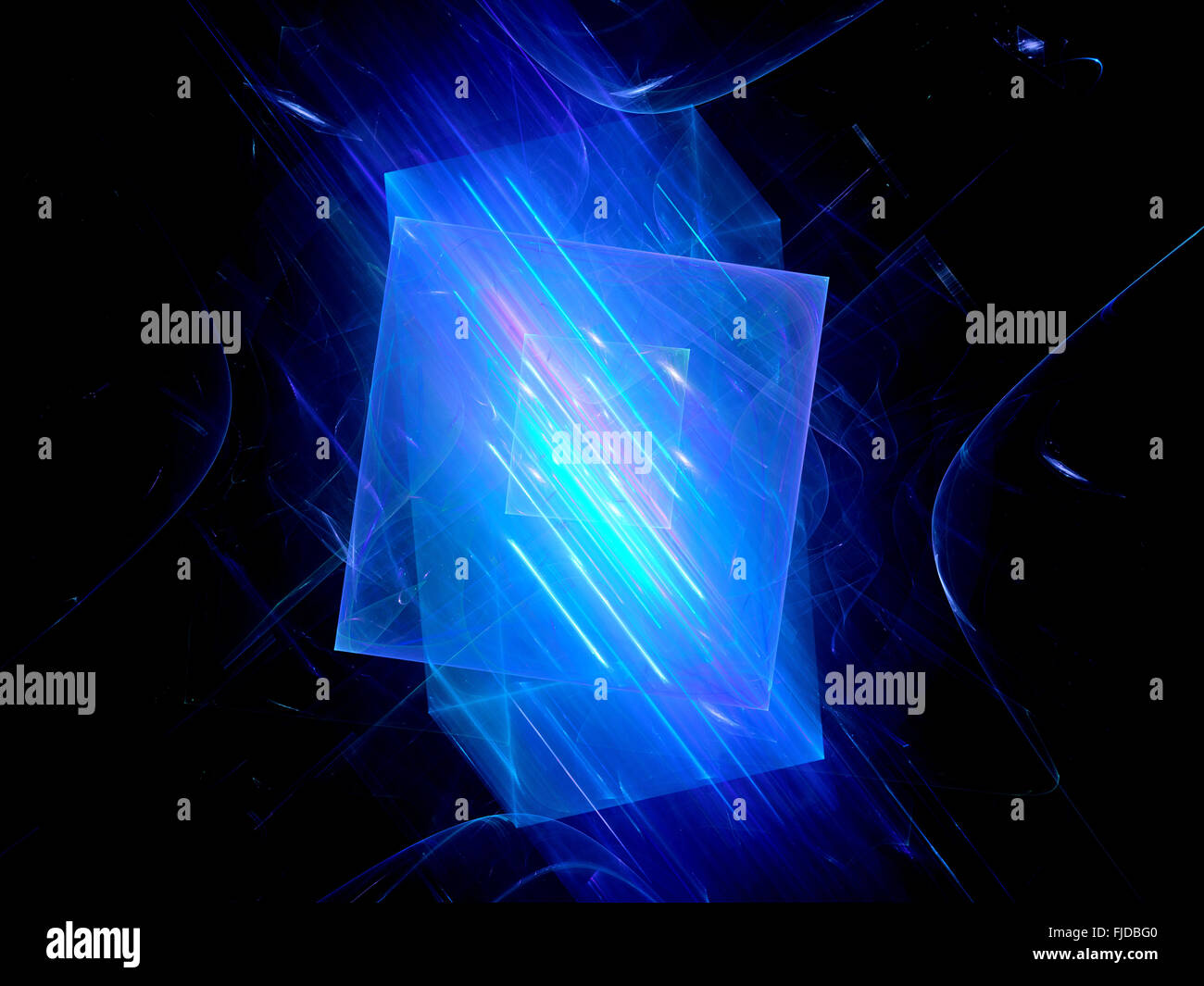 Blu brillante piazze con linee di movimento, generato dal computer sfondo astratto Foto Stock