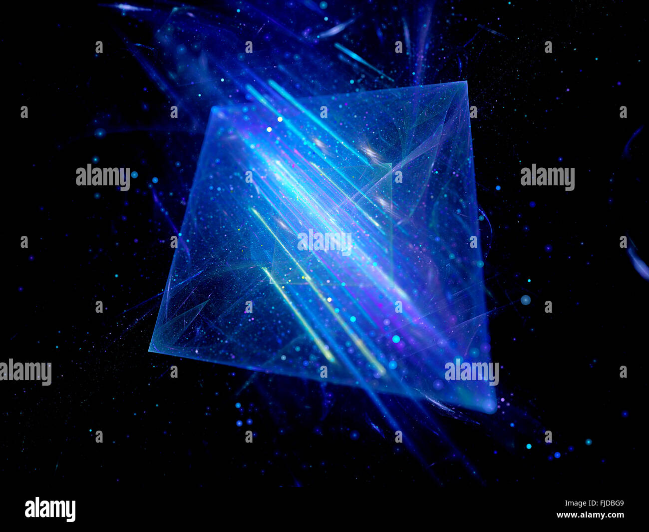 Blu brillante piazze con linee di movimento e particelle, generato dal computer sfondo astratto Foto Stock