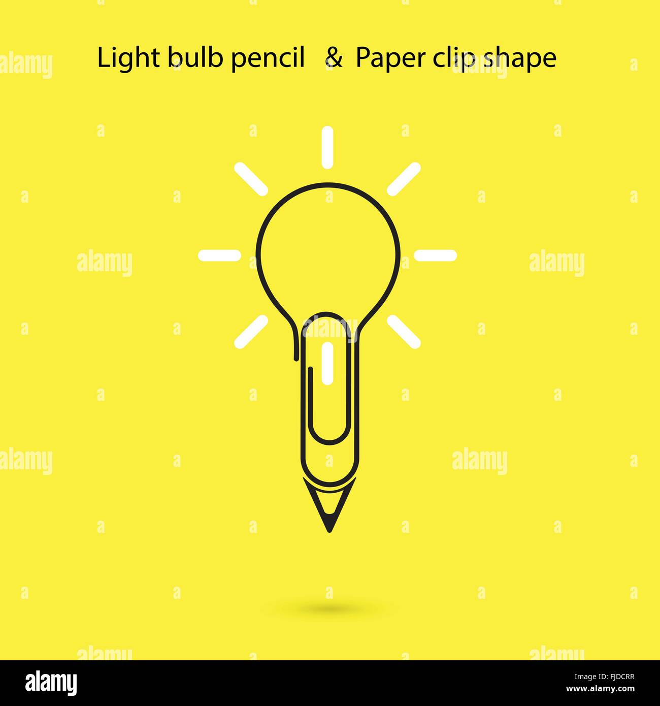 Creative lampadina luce matita logo design,clip di carta sign.Concetto di idee di ispirazione, innovazione, invenzione, efficace pensare Illustrazione Vettoriale