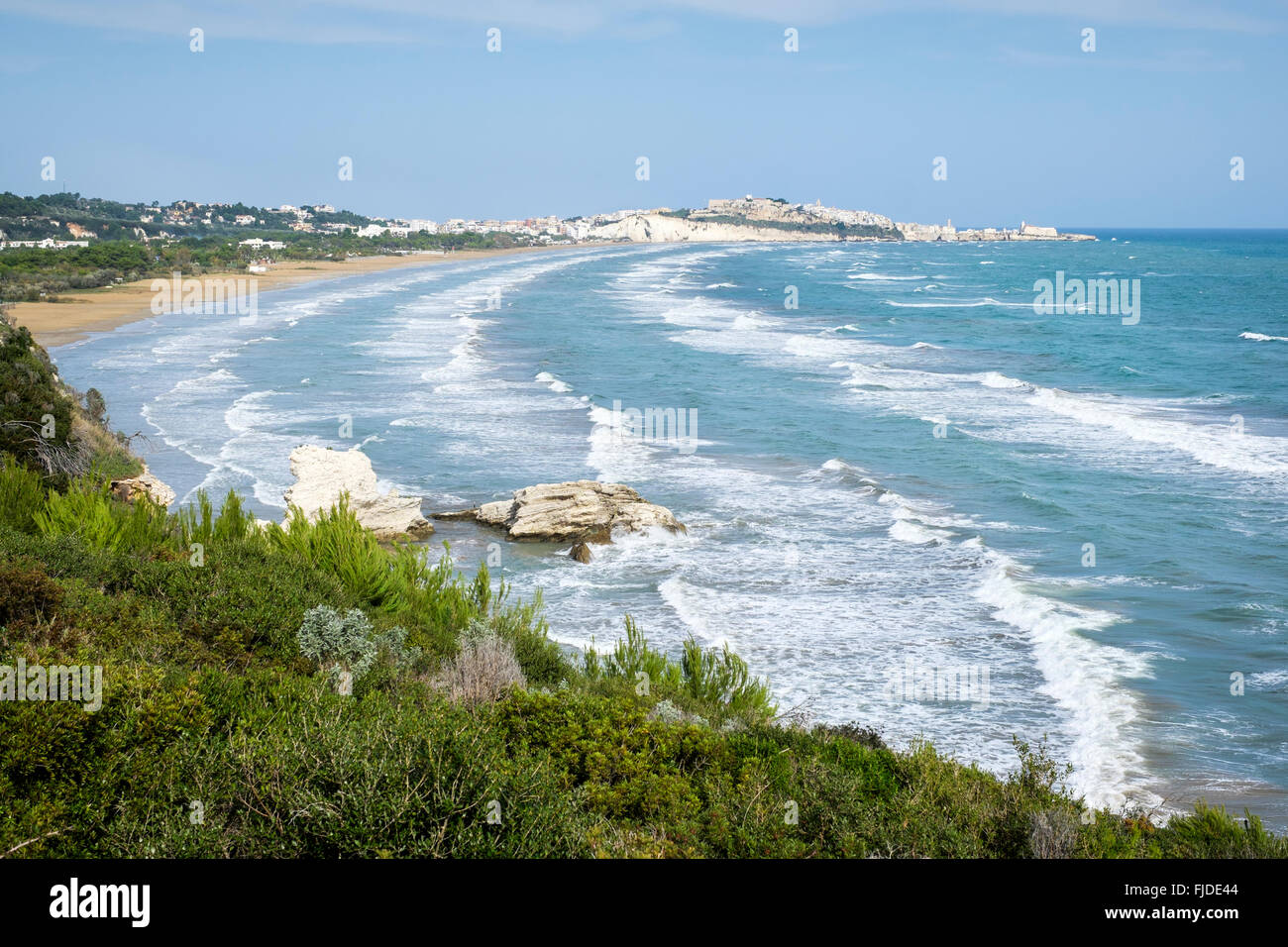 Spiaggia di Vieste e Gargano Parco naturale, Puglia, Italia Foto Stock