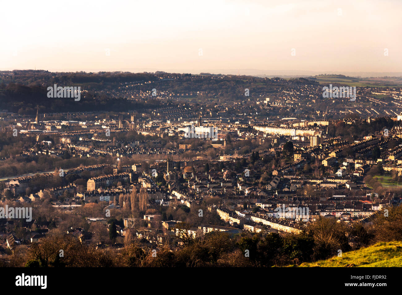 La vista sulla città di Bath Early Morning Light, Somerset, Inghilterra, Regno Unito Foto Stock