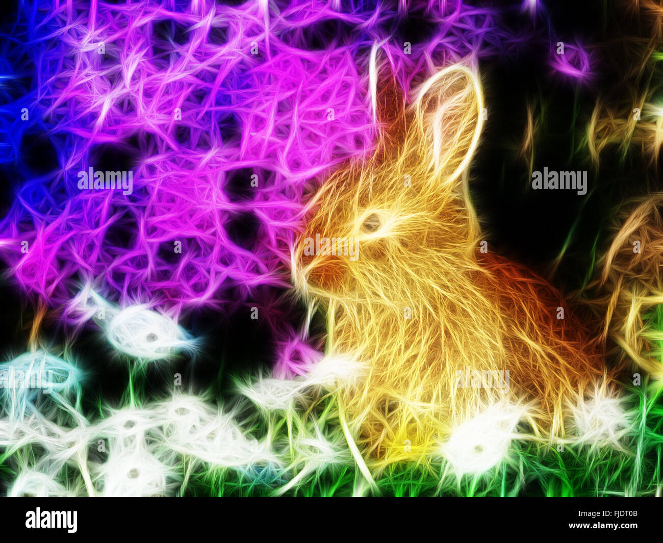 Colorate il coniglio di pasqua frattali generati da computer sfondo astratto Foto Stock