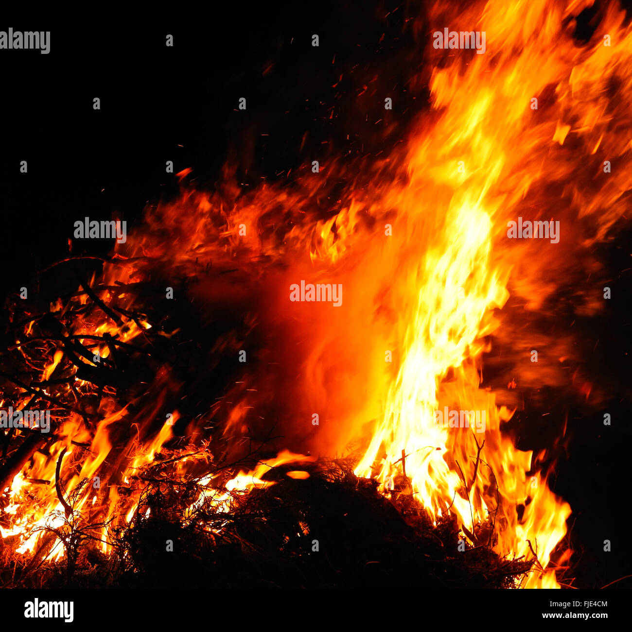 Bushfire bush fire wild fiamme di fuoco ardente fuori controllo Foto Stock