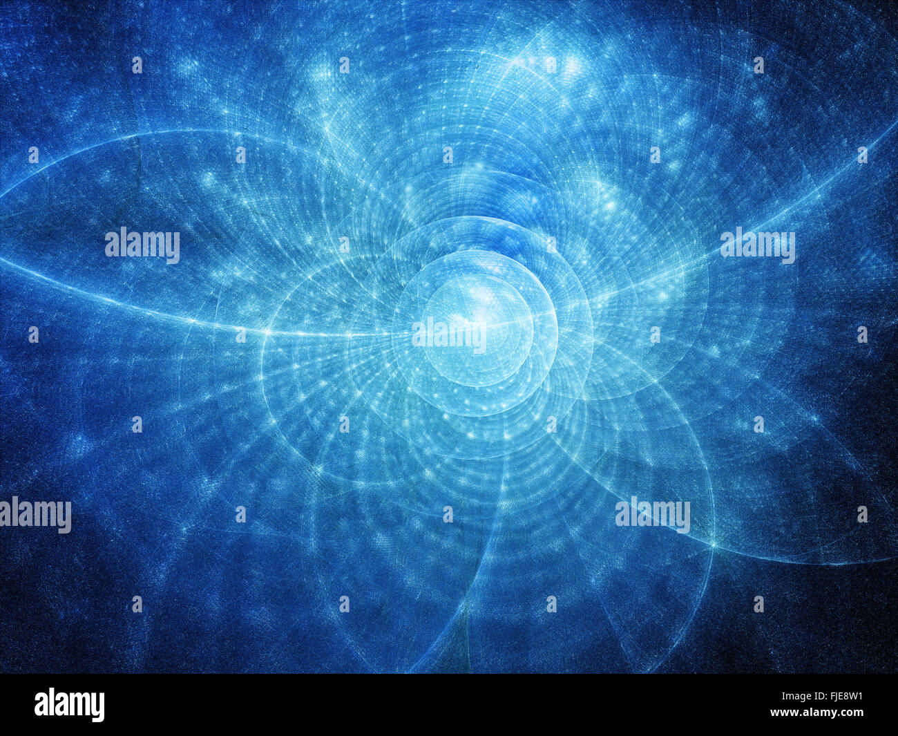 Misterioso blu brillante traiettorie nello spazio, generato dal computer sfondo astratto Foto Stock