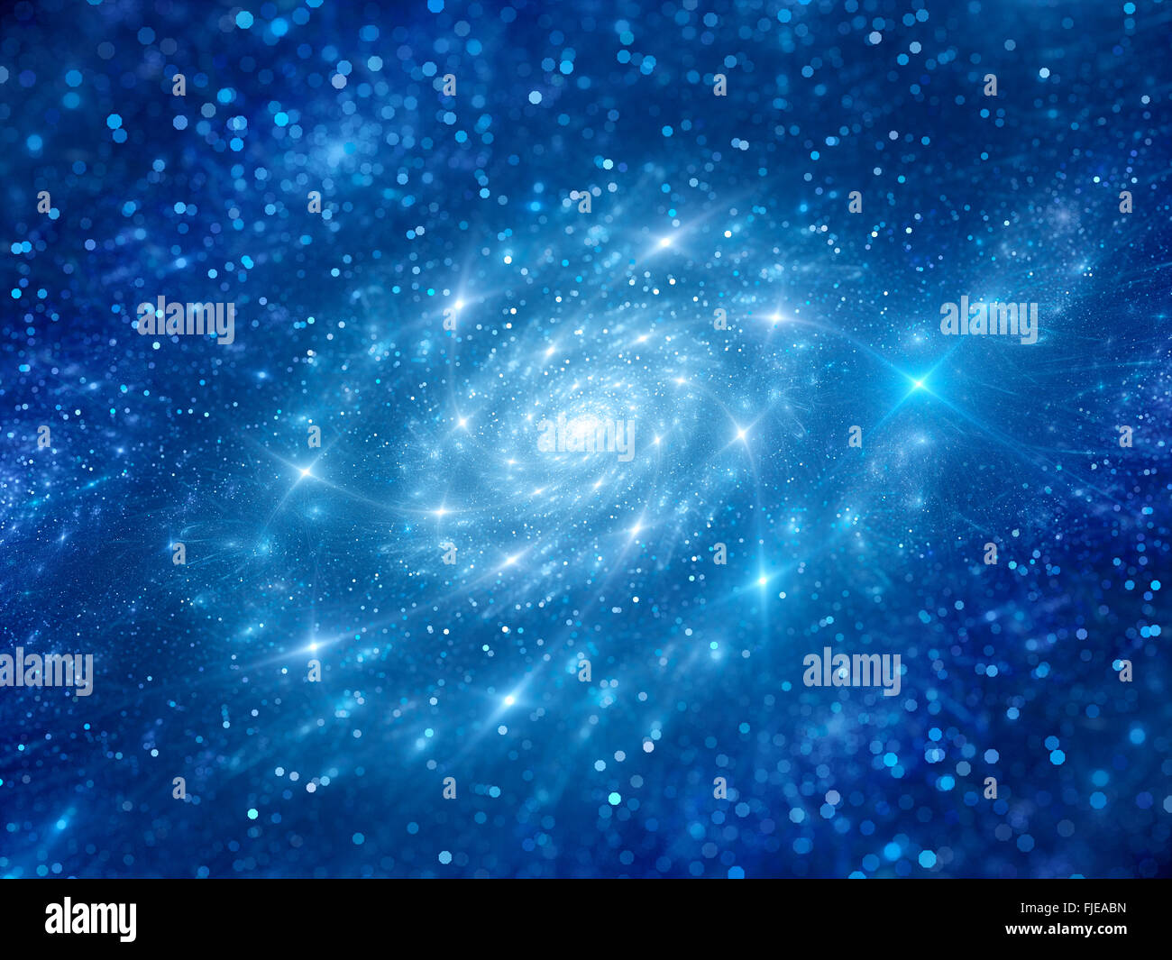 Blu brillante magica galassia a spirale con particelle, generato dal computer sfondo astratto Foto Stock