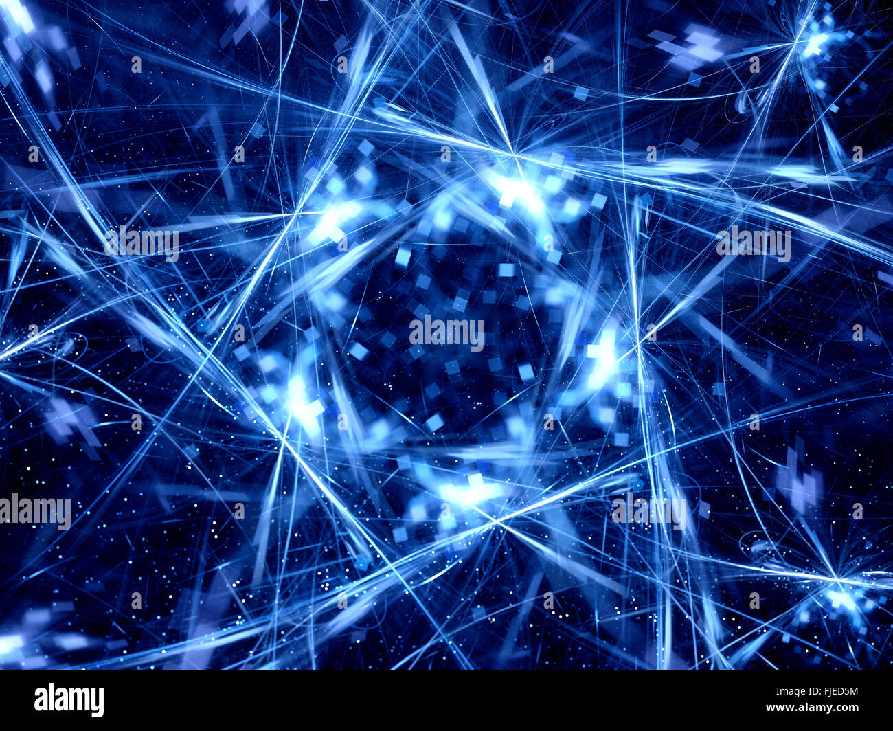 Blu brillante collegamenti astratta nello spazio, generato dal computer sfondo astratto Foto Stock