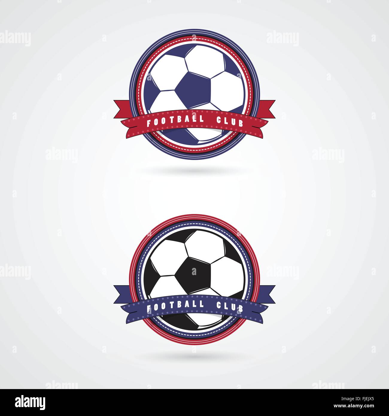 Soccer Football distintivo logo design templates.Sport team identity.Raccolta di soccer themed T shirt grafica. Illustrazione Vettoriale