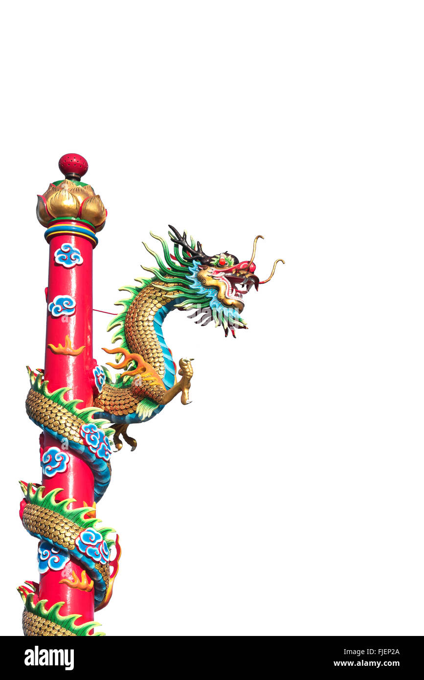 Statua del drago in sfondo bianco Foto Stock
