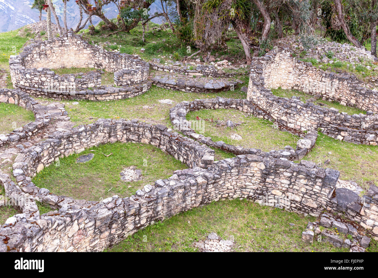 Parte delle rovine dell'antica cittadella di Kuelap nel Perù settentrionale. Foto Stock