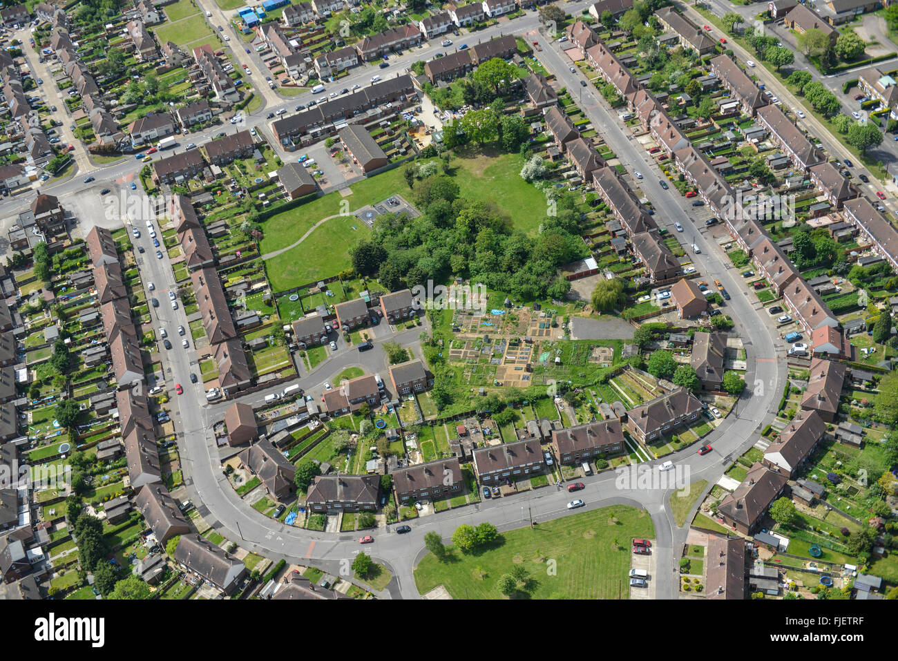 Una veduta aerea del Collier zona righe di Romford, Greater London Foto Stock