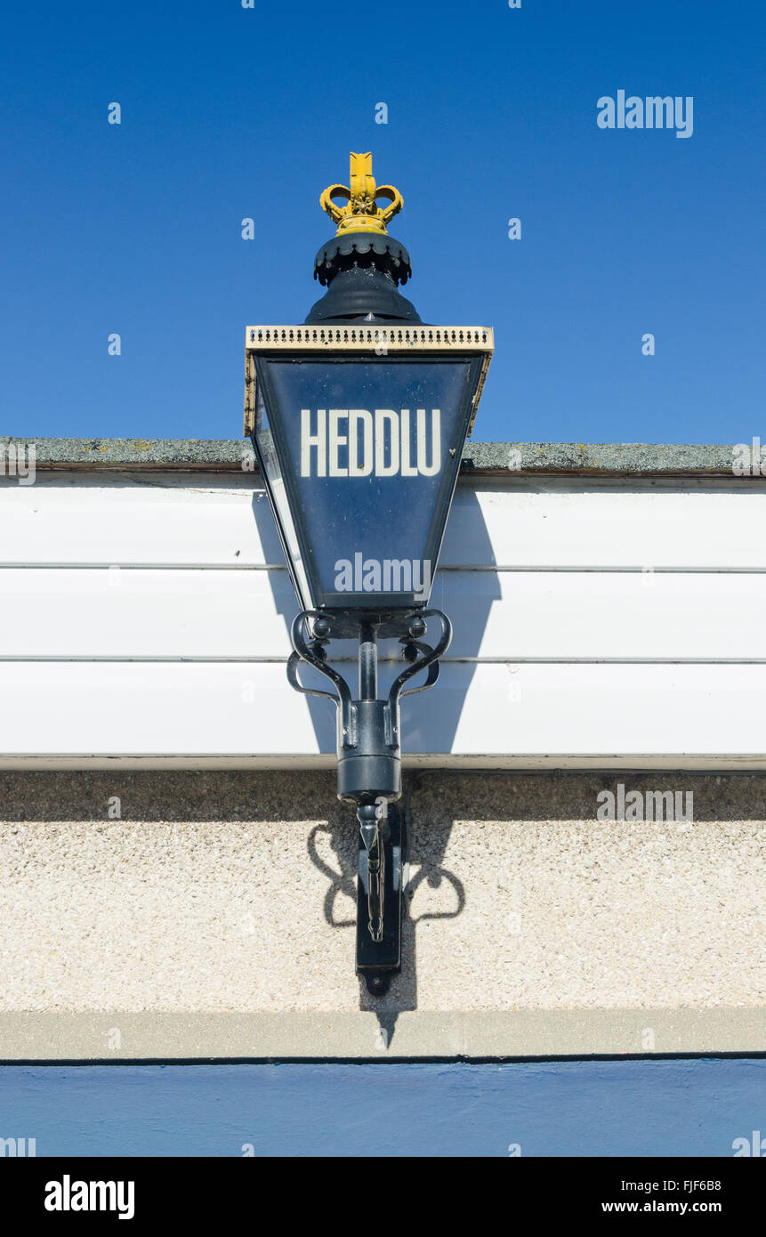 Lanterna blu al di fuori Crickhowell stazione di polizia Foto Stock