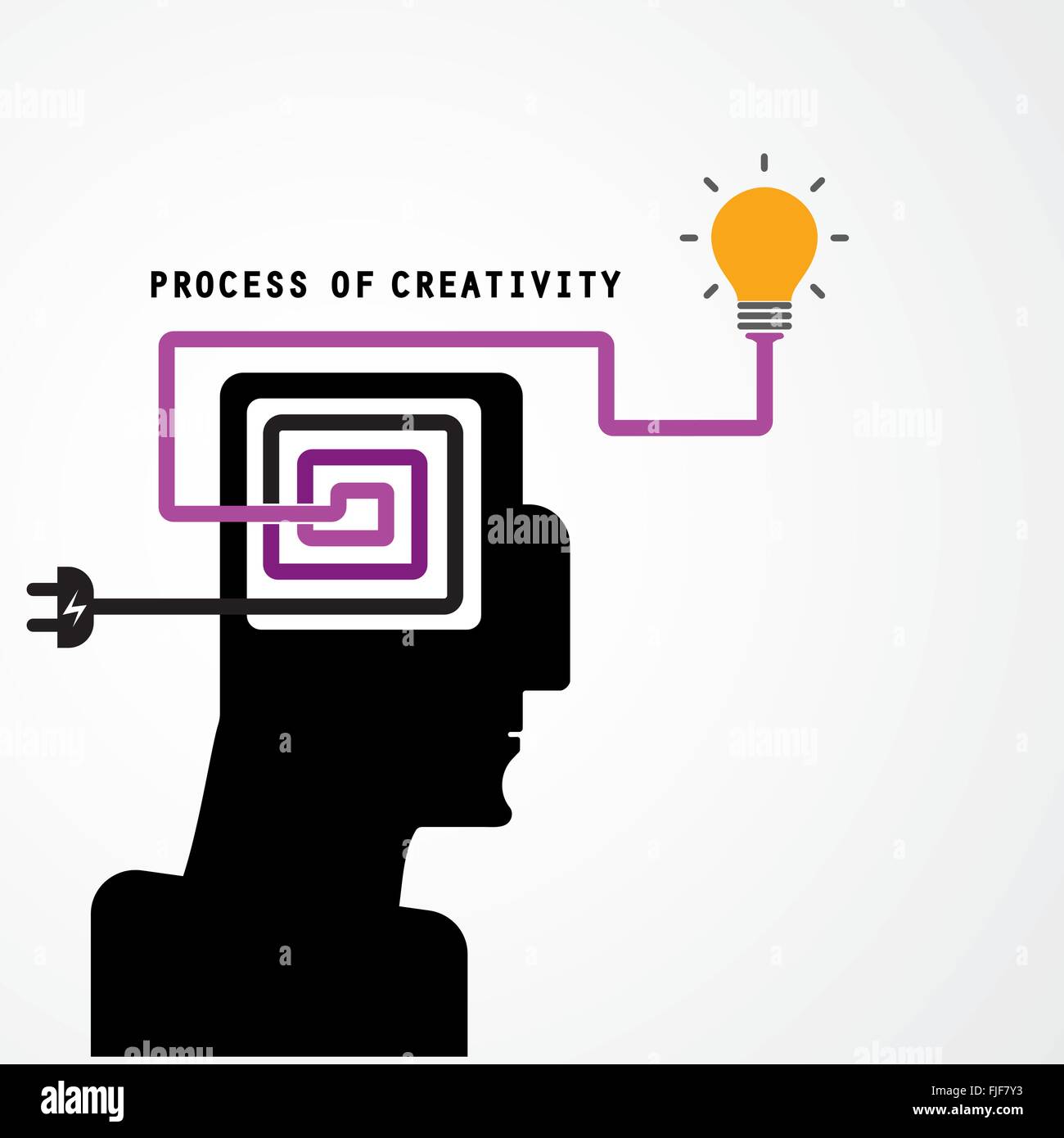 Silhouette Creative simbolo della testa e del processo della creatività concetto su sfondo, design per poster flyer brochure di copertura.Business Illustrazione Vettoriale