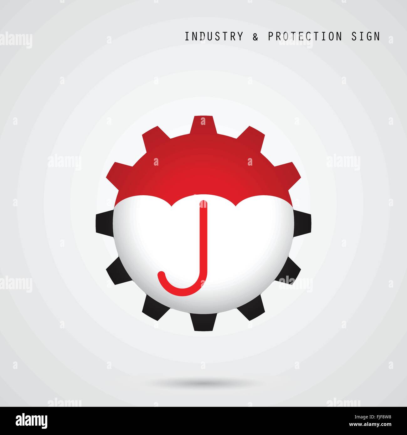 Ombrello segno e icona a ingranaggio. L'industria, la protezione e la sicurezza del concetto. Illustrazione Vettoriale Illustrazione Vettoriale