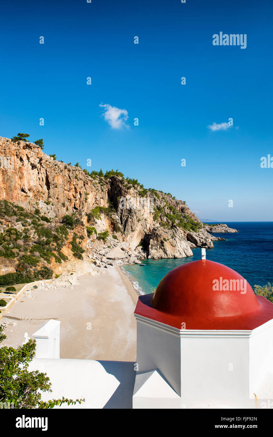 Spiagge più belle della Grecia. Kyra Panagia, isola di Karpathos. Foto Stock