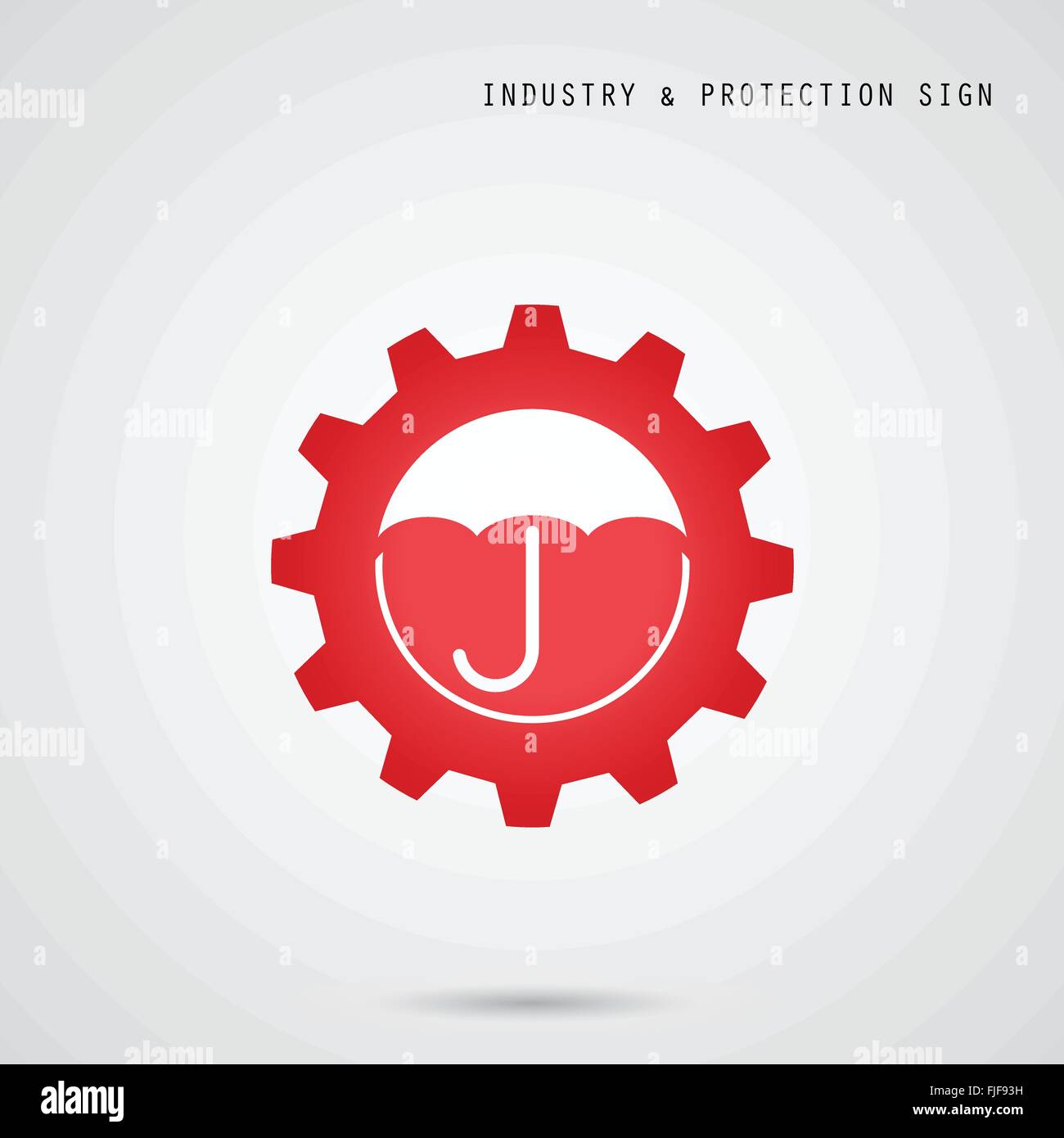 Ombrello segno e icona a ingranaggio. L'industria, la protezione e la sicurezza del concetto. Illustrazione Vettoriale Illustrazione Vettoriale