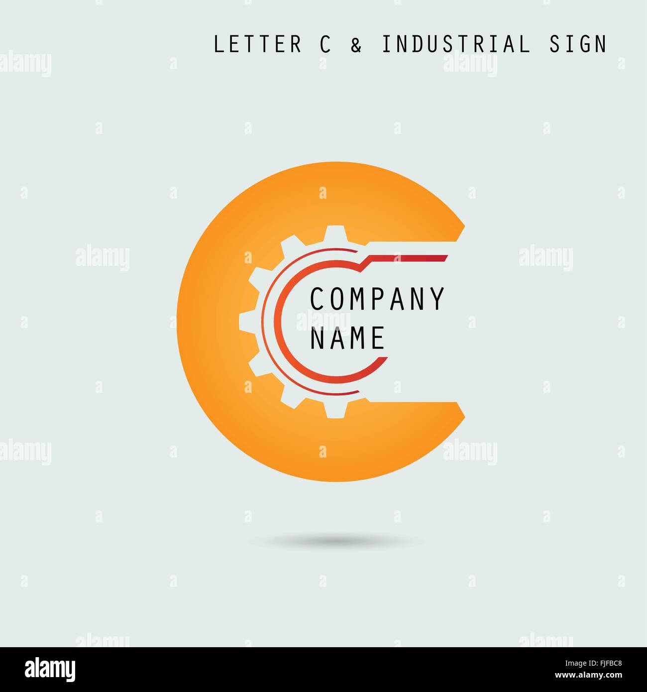 Creative lettera C astratta icona logo design template vettoriale con l'industria e il simbolo di ingranaggio. Aziendale Corporate concept Illustrazione Vettoriale