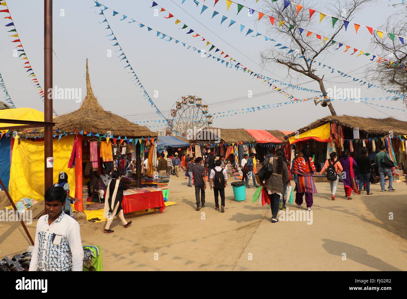 Pubblico Surajkund fiera artigianale in Surajkund, faridabad, India Foto Stock