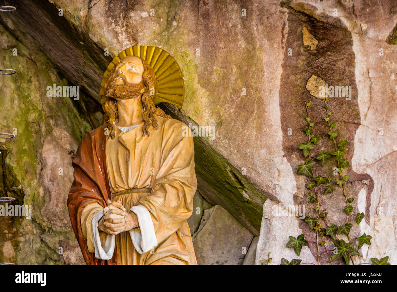 Gesù Cristo pregando nel giardino degli ulivi Foto Stock