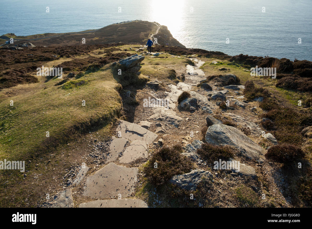 Il percorso di pietra a Slieve League scogliere in Co. Donegal, Irlanda. Foto Stock