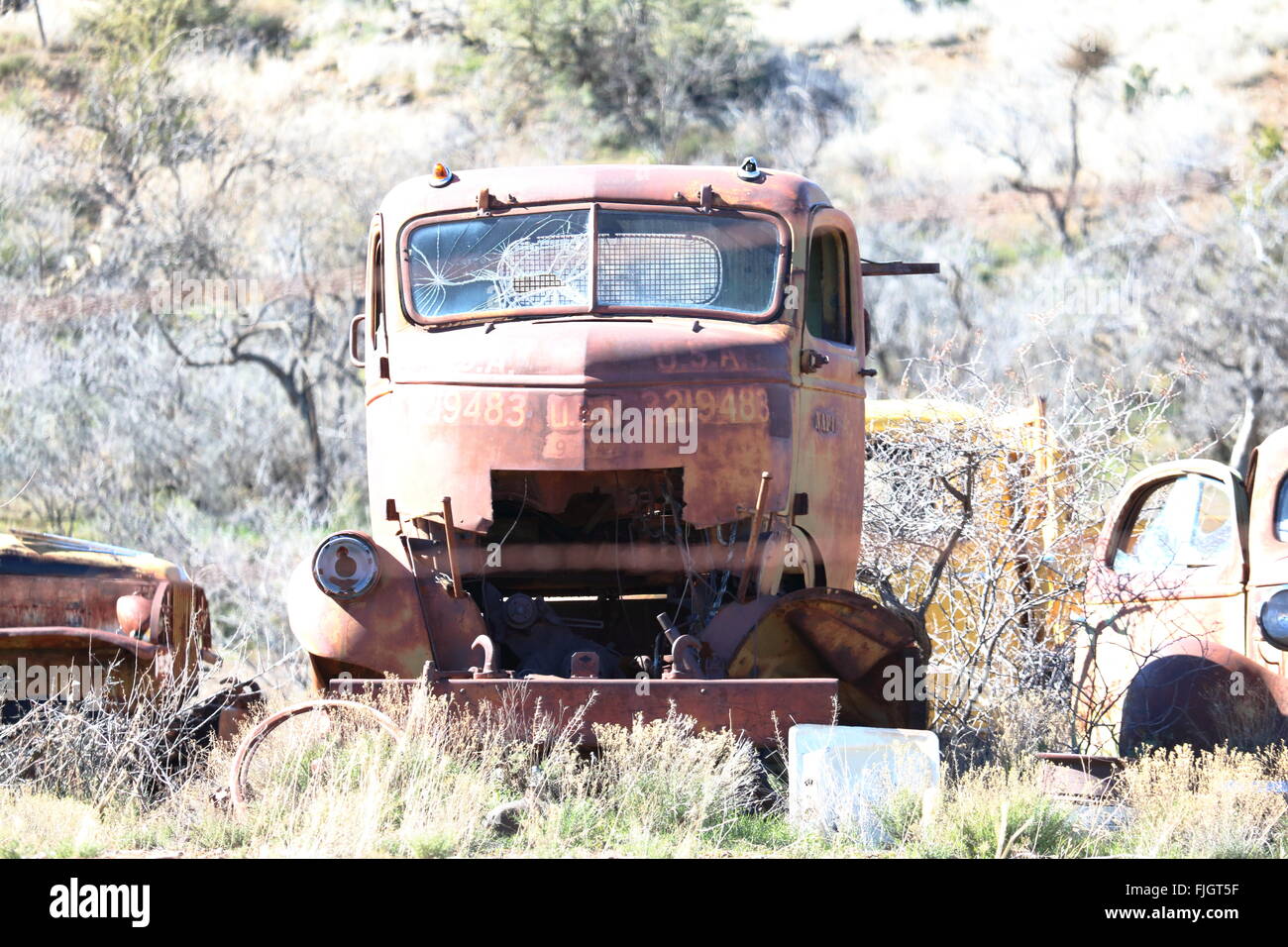 Vecchia automobile arrugginita Foto Stock