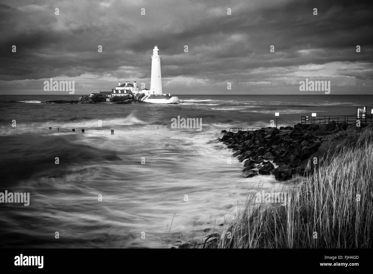 St Mary's Faro. Whitley Bay, Tyne and Wear, Inghilterra. Regno Unito GB Europa Foto Stock
