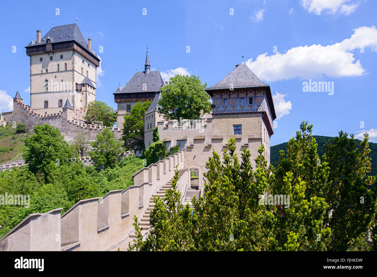 Il castello di Karlstejn Foto Stock