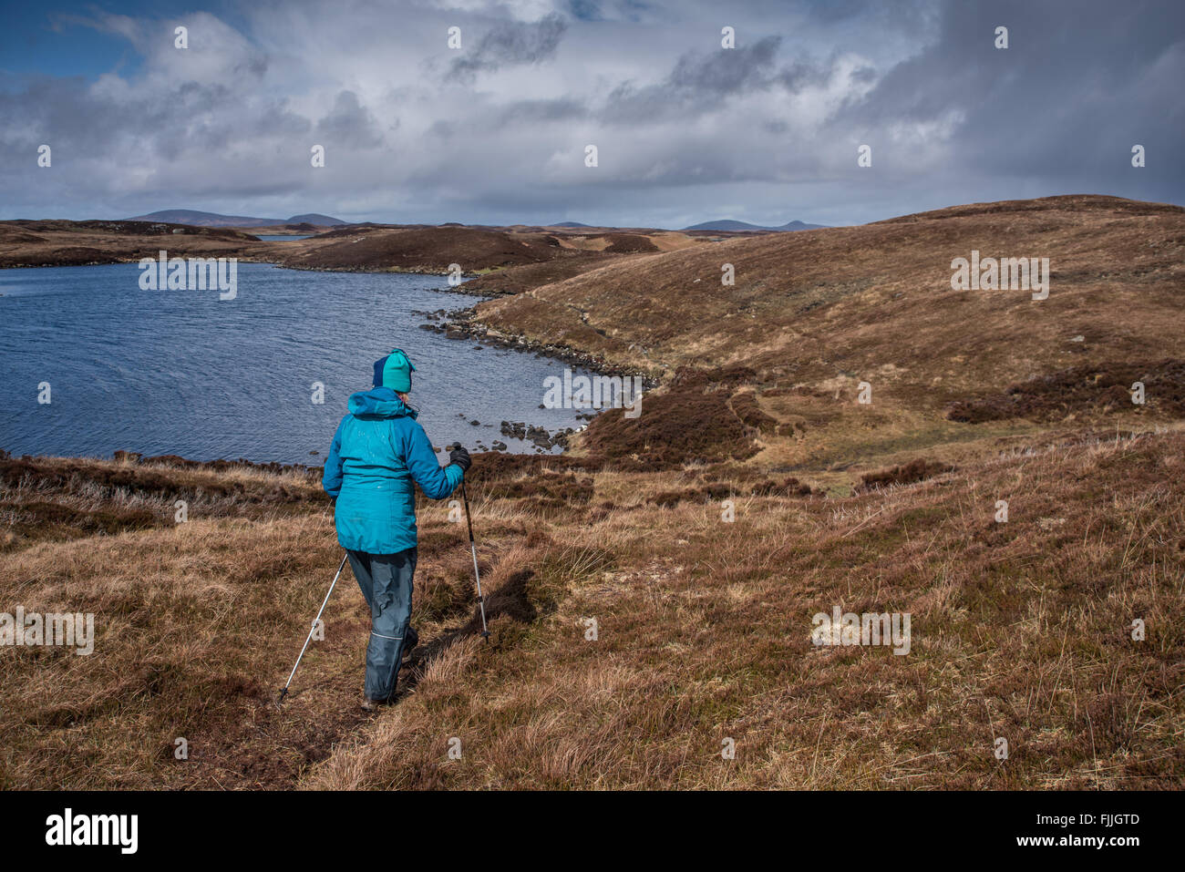 Camminando sulla North Uist Foto Stock