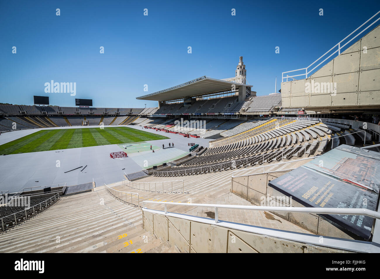 Estadi Olimpic Lluis Companys stadium nel quartiere di Montjuic; Barcelona, Spagna Foto Stock