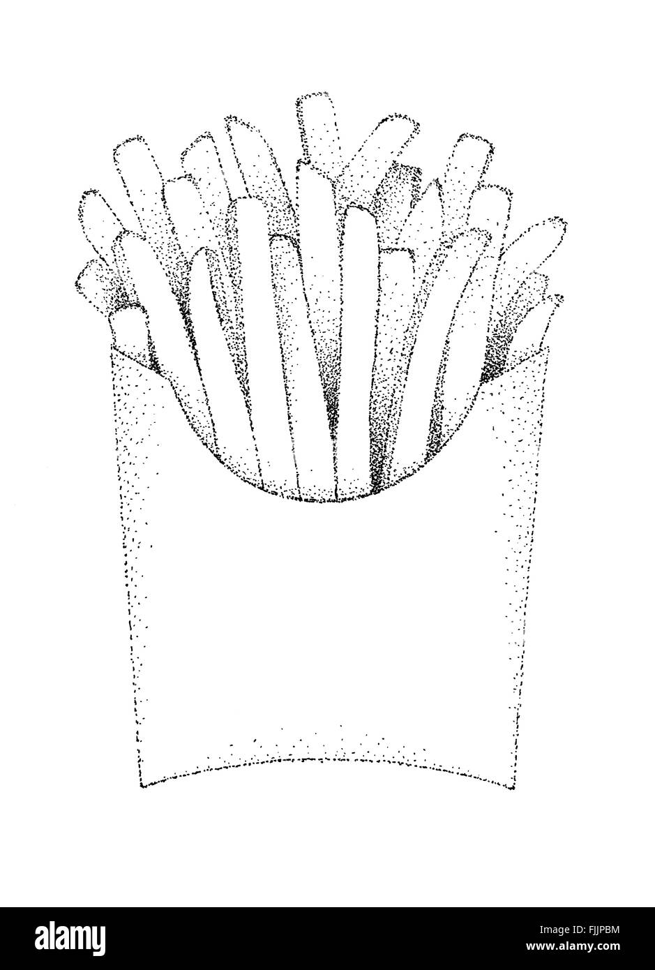 Le patatine fritte chip in un riquadro illustrazione vecchio stile di litografia Foto Stock