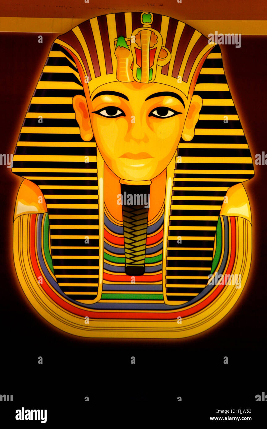Leuchtreklame: Pharao 'Tut Ench Amun', Berlino. Foto Stock