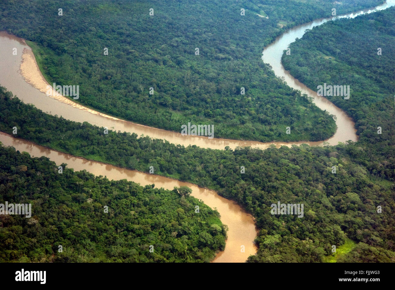 Vista aerea del Fiume Rio delle Amazzoni in Ecuador Foto Stock