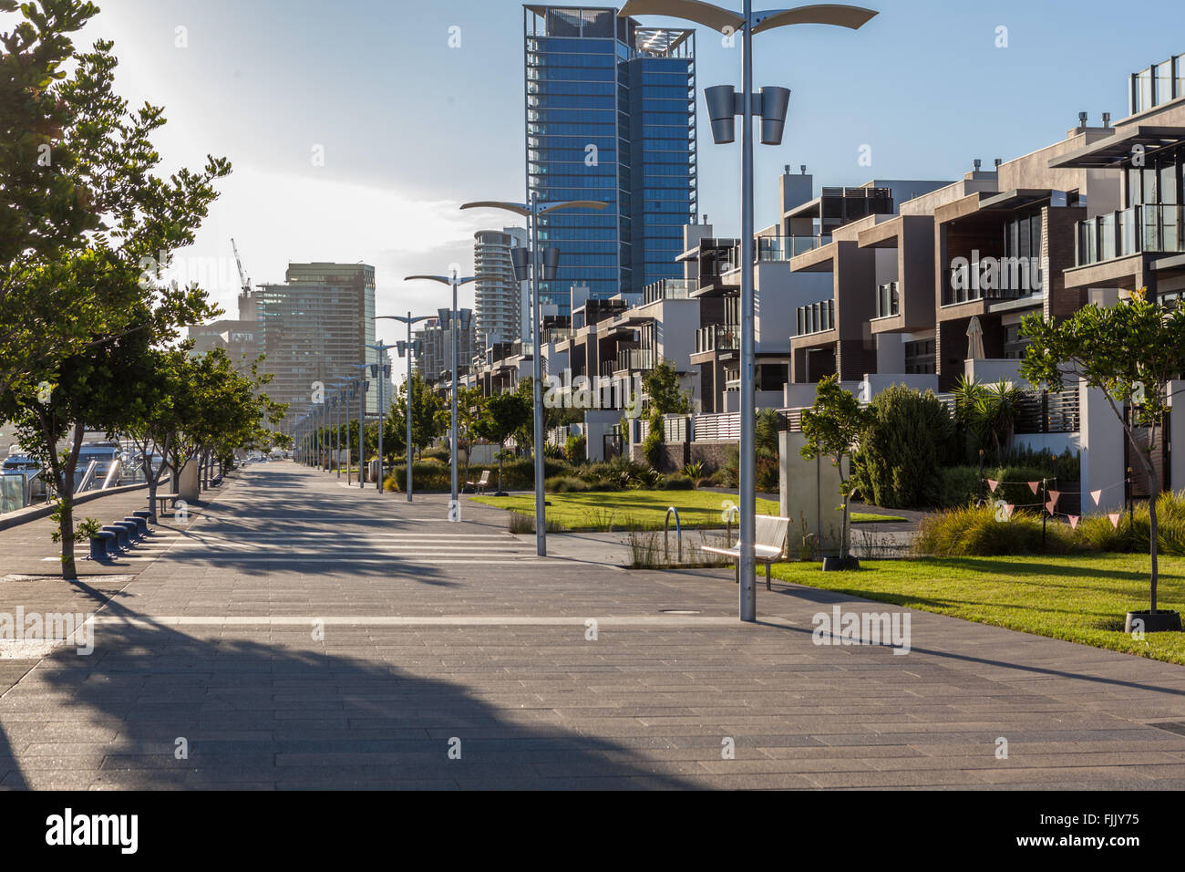 Docklands, Melbourne promenade di sunrise Foto Stock