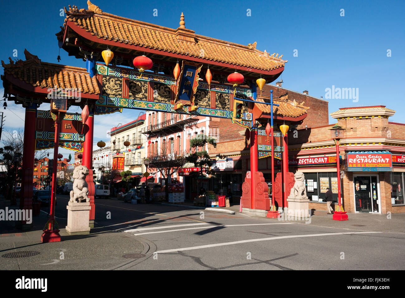 Chinatown Gate - Victoria, Isola di Vancouver, British Columbia, Canada Foto Stock
