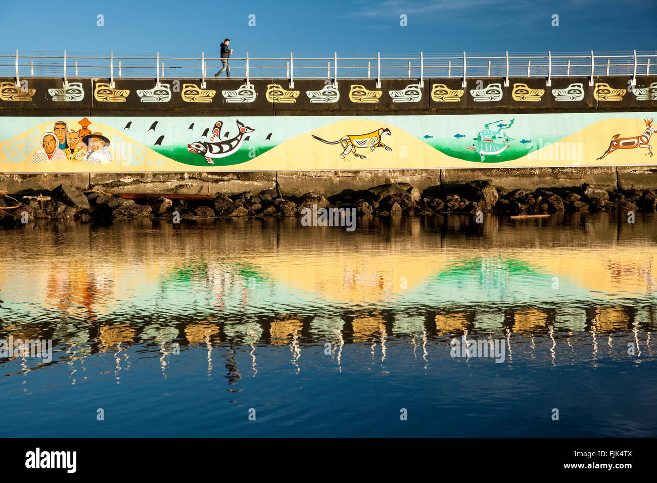 Il mare e la terra murale presso il frangiflutti a Ogden Point - Victoria, Isola di Vancouver, British Columbia, Canada Foto Stock