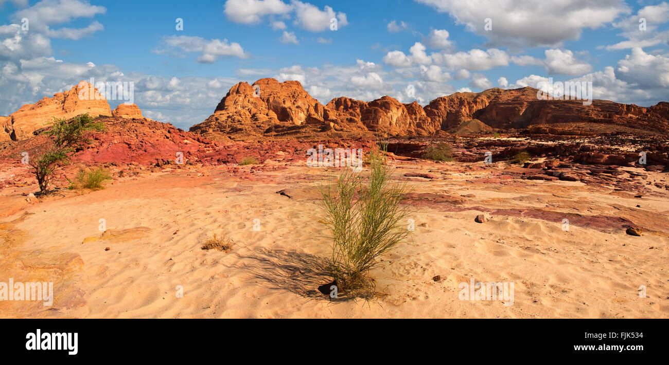 L'Egitto nel deserto del Sinai vista colline rocciose cielo blu Foto Stock