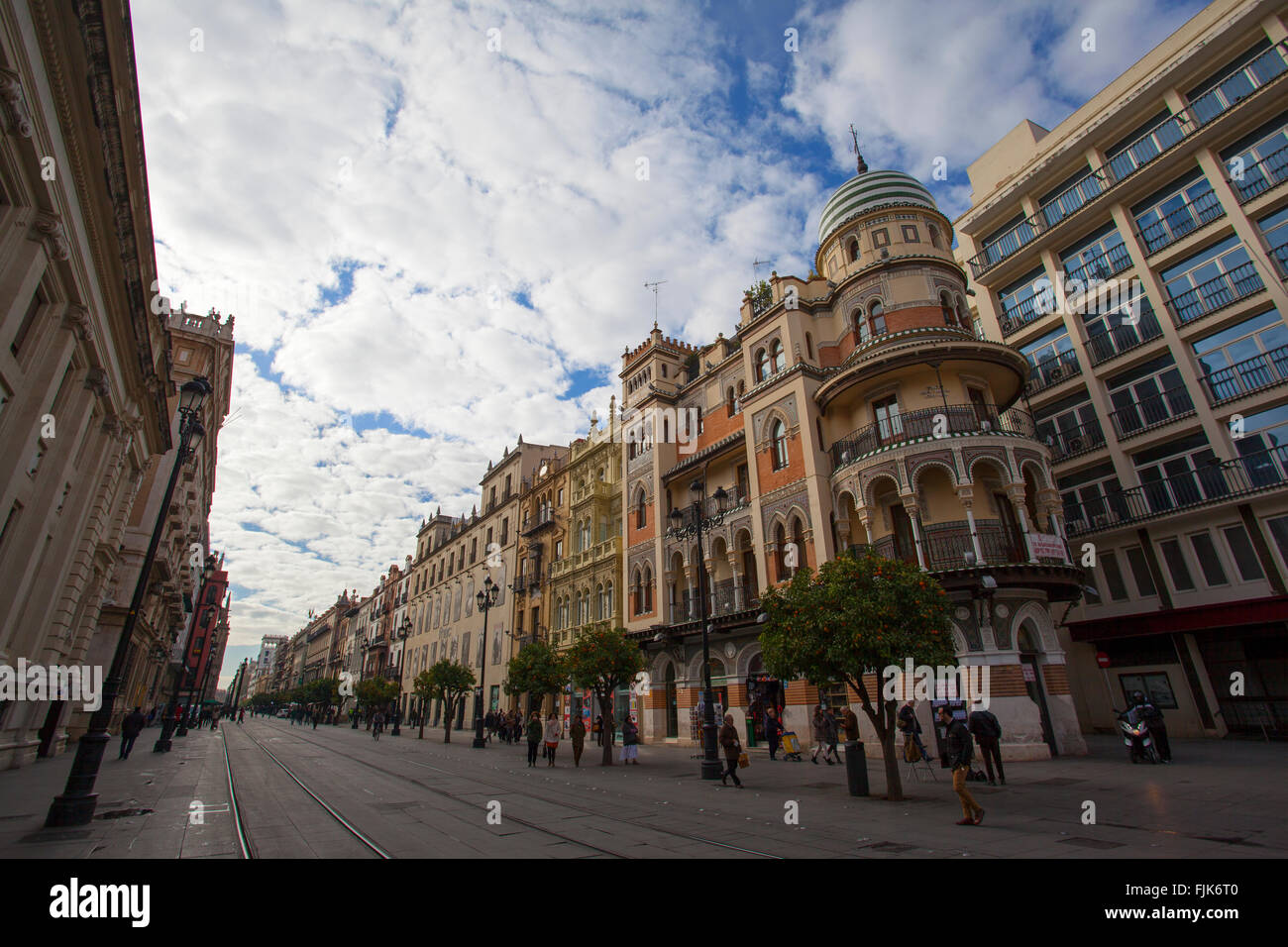Avenida de la Constitución. Siviglia, in Andalusia. Spagna. Foto Stock