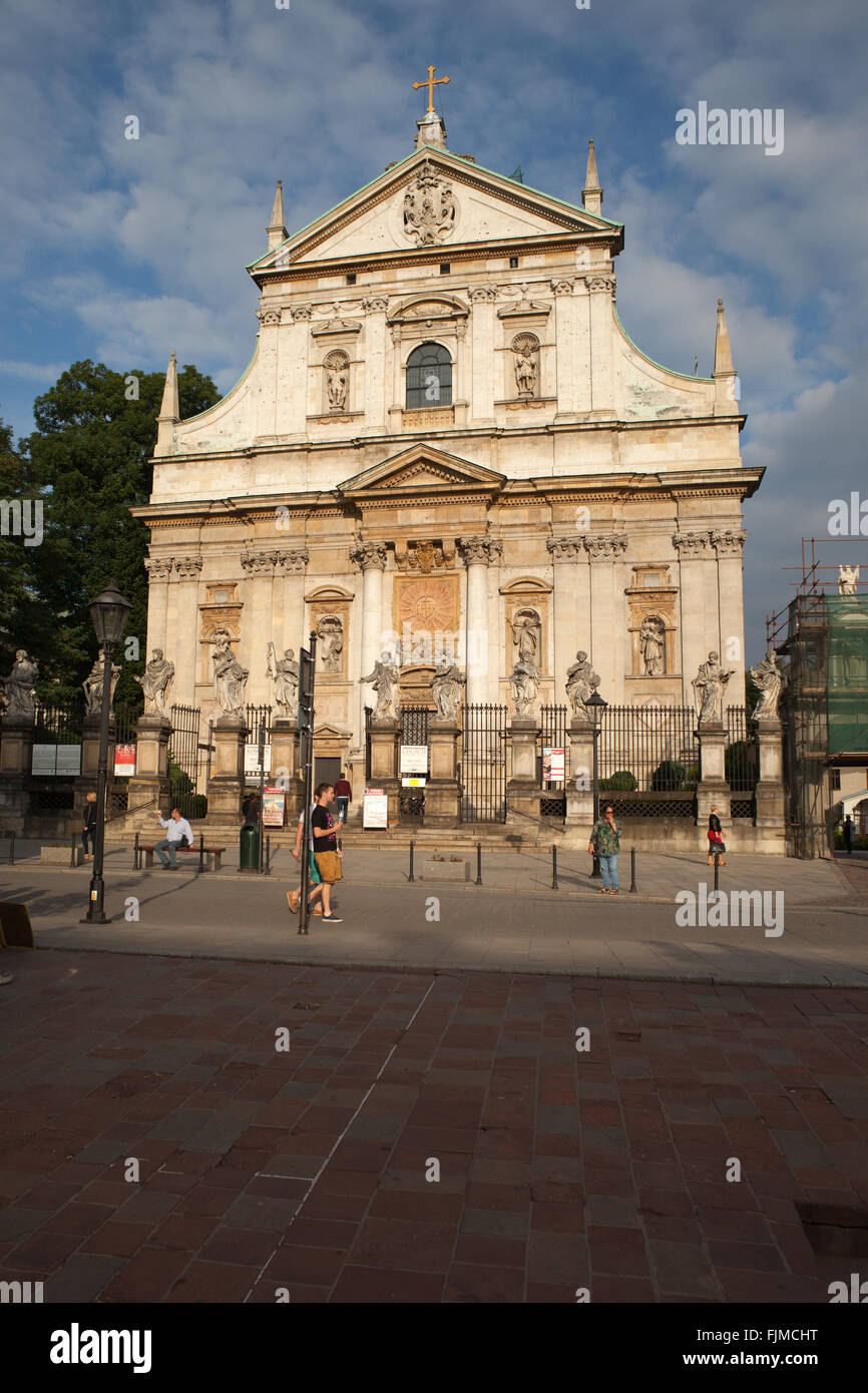 Chiesa dei Santi Pietro e Paolo nella città vecchia di Cracovia in Polonia, punto di riferimento della città, architettura barocca Foto Stock