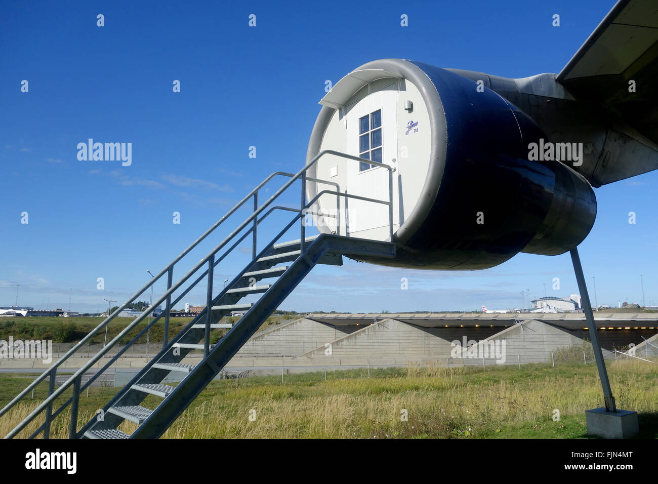 "Jumbo Hostel' hotel all'aeroporto di Arlanda di Stoccolma, Svezia Foto Stock