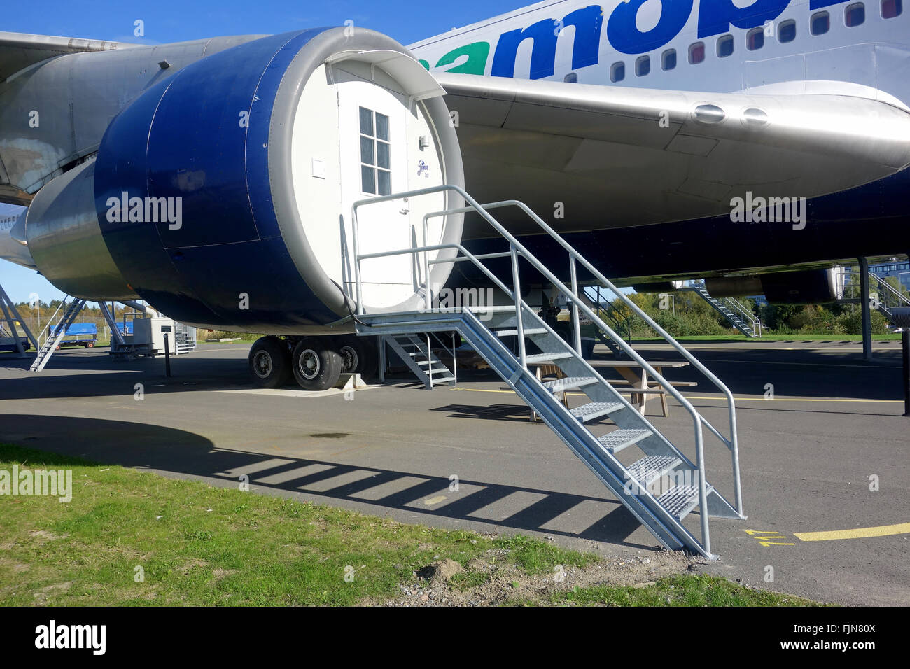 "Jumbo Hostel' hotel all'aeroporto di Arlanda di Stoccolma, Svezia Foto Stock