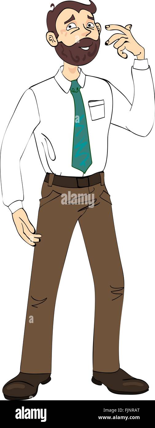 Maschio di lavoratore di ufficio, con un marrone Barba, in una camicia  bianca e cravatta, emozione pensando uomo, personaggio dei cartoni animati  nel vettore Immagine e Vettoriale - Alamy