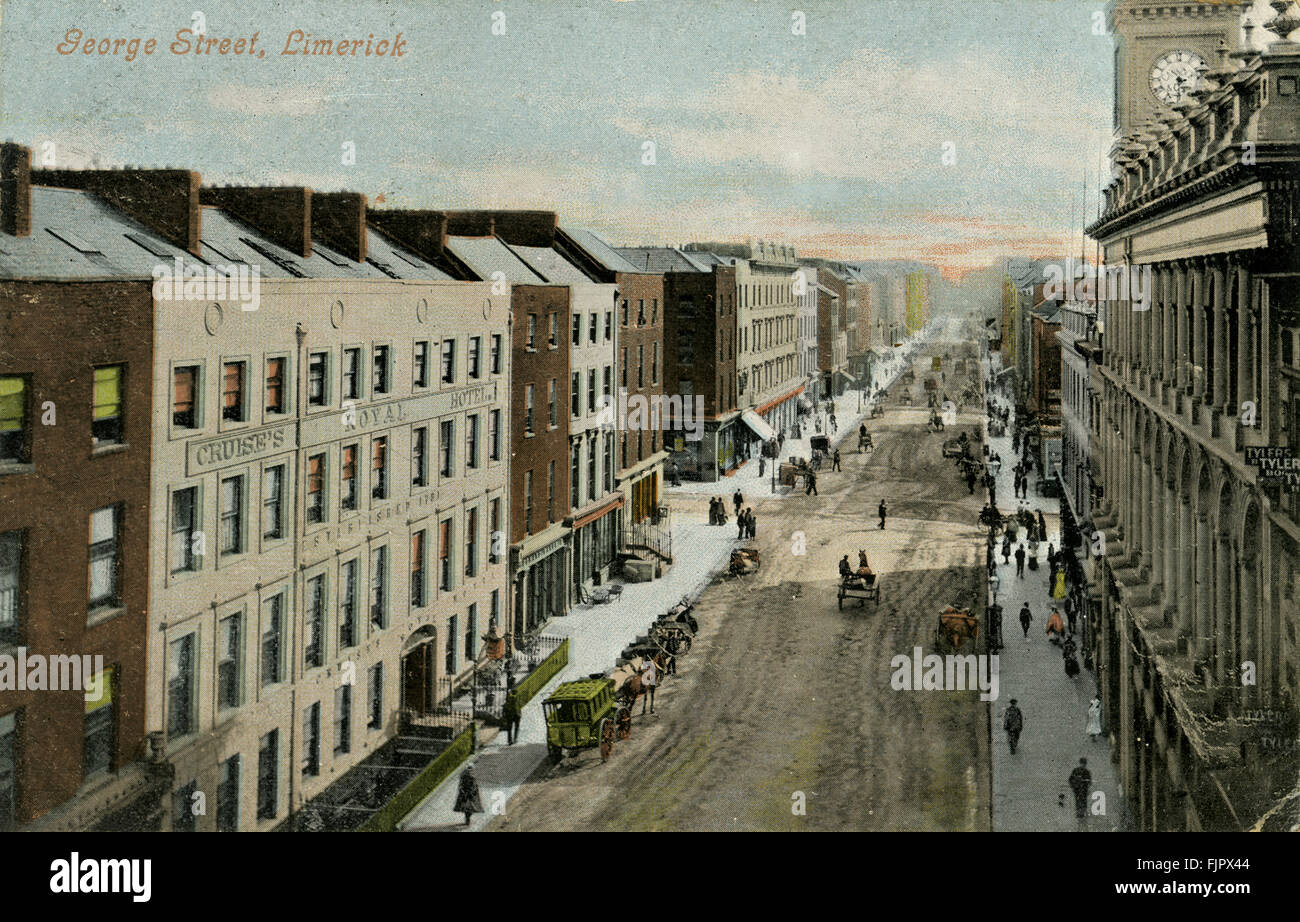 George Street, Limerick, Irlanda. Cartolina Foto Stock