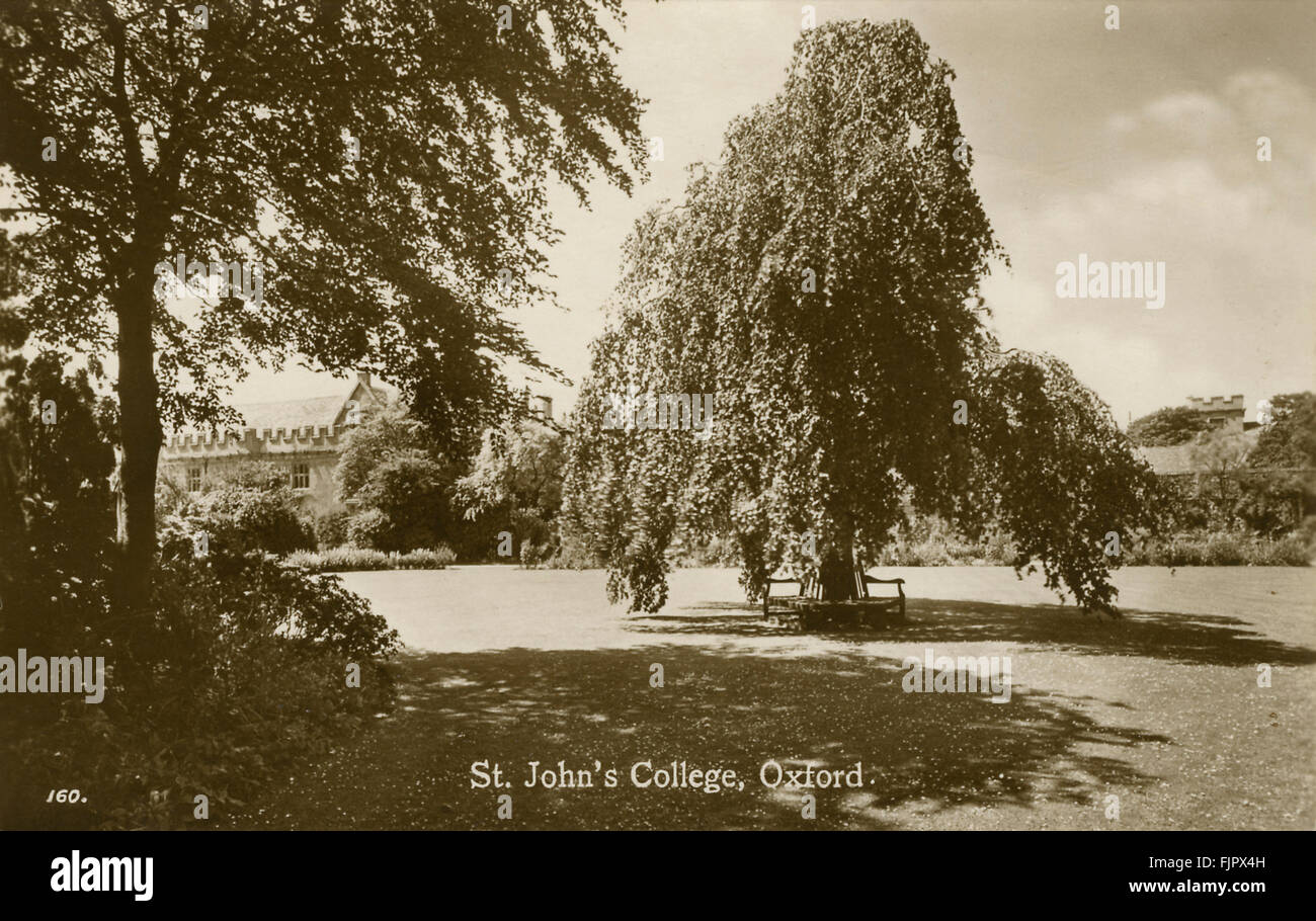 St John's College di Oxford University. Cartolina 1900s Foto Stock