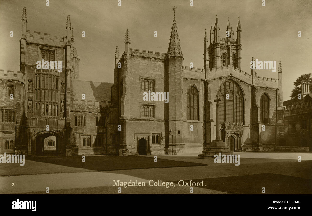 Il Magdalen College di Oxford University. Cartolina 1900s Foto Stock