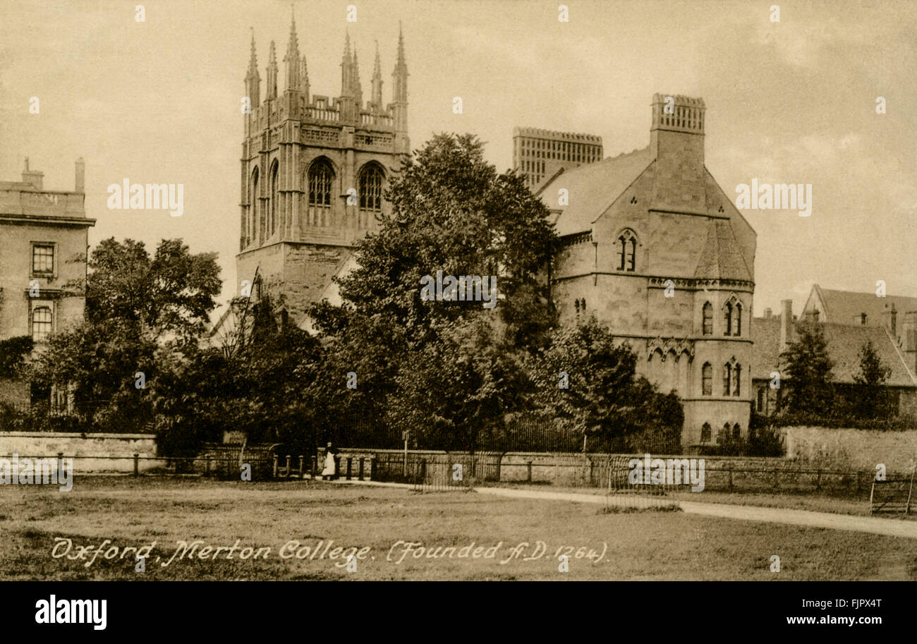 Merton College di Oxford University. Cartolina 1900s Foto Stock