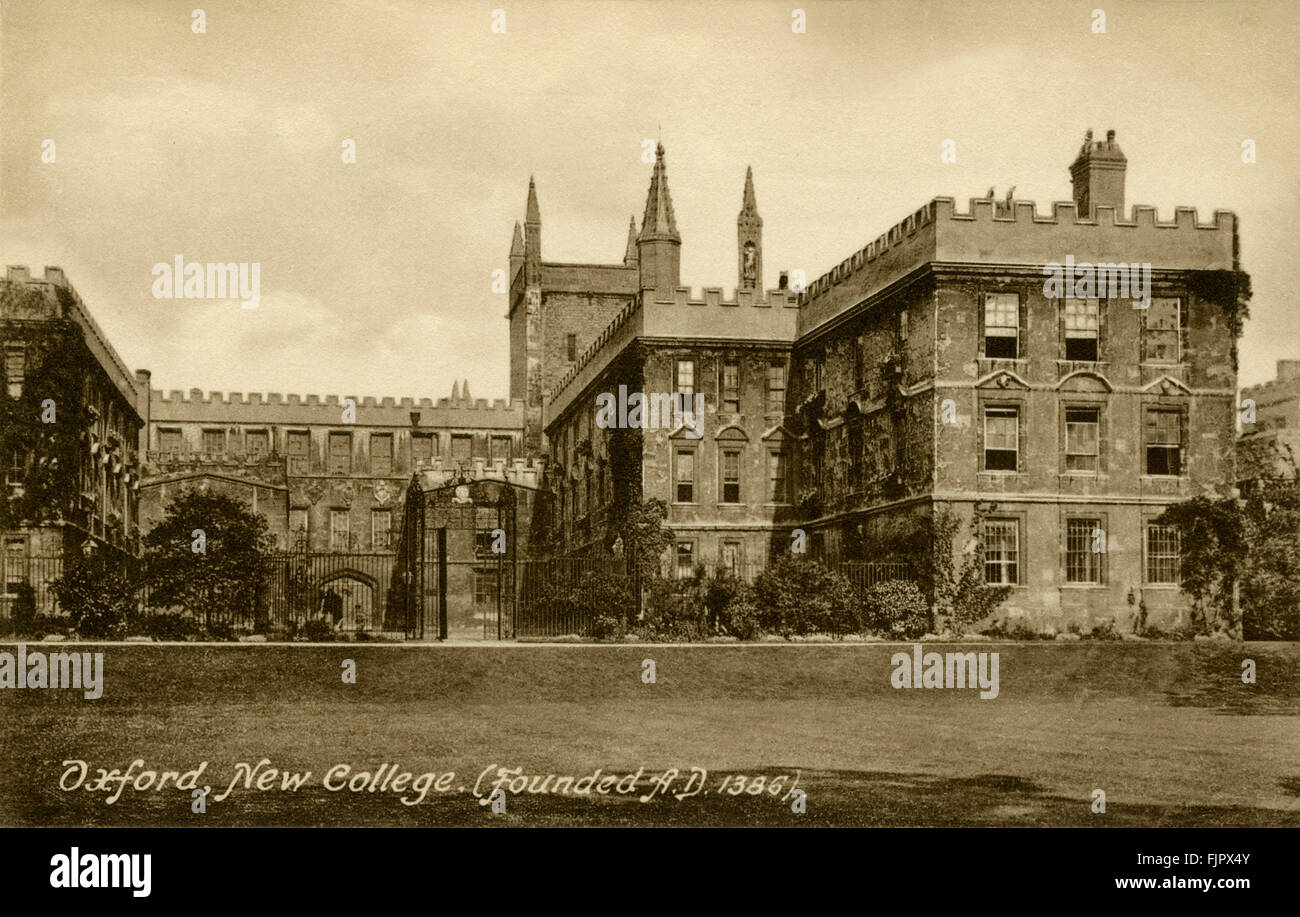 New College di Oxford University. Cartolina 1900s Foto Stock