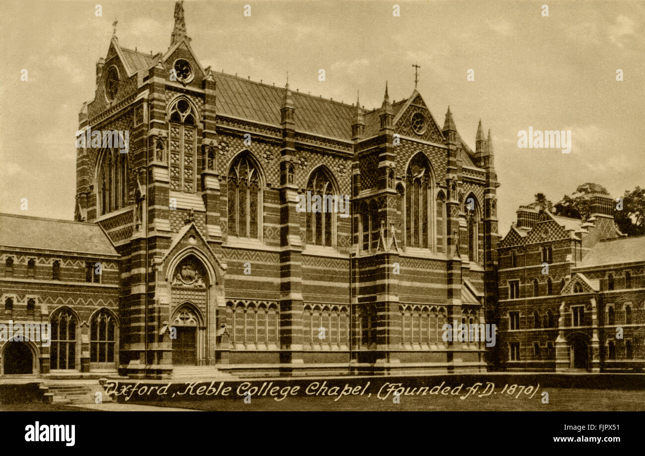 Keble College di Oxford University. Cappella. Cartolina 1900s Foto Stock