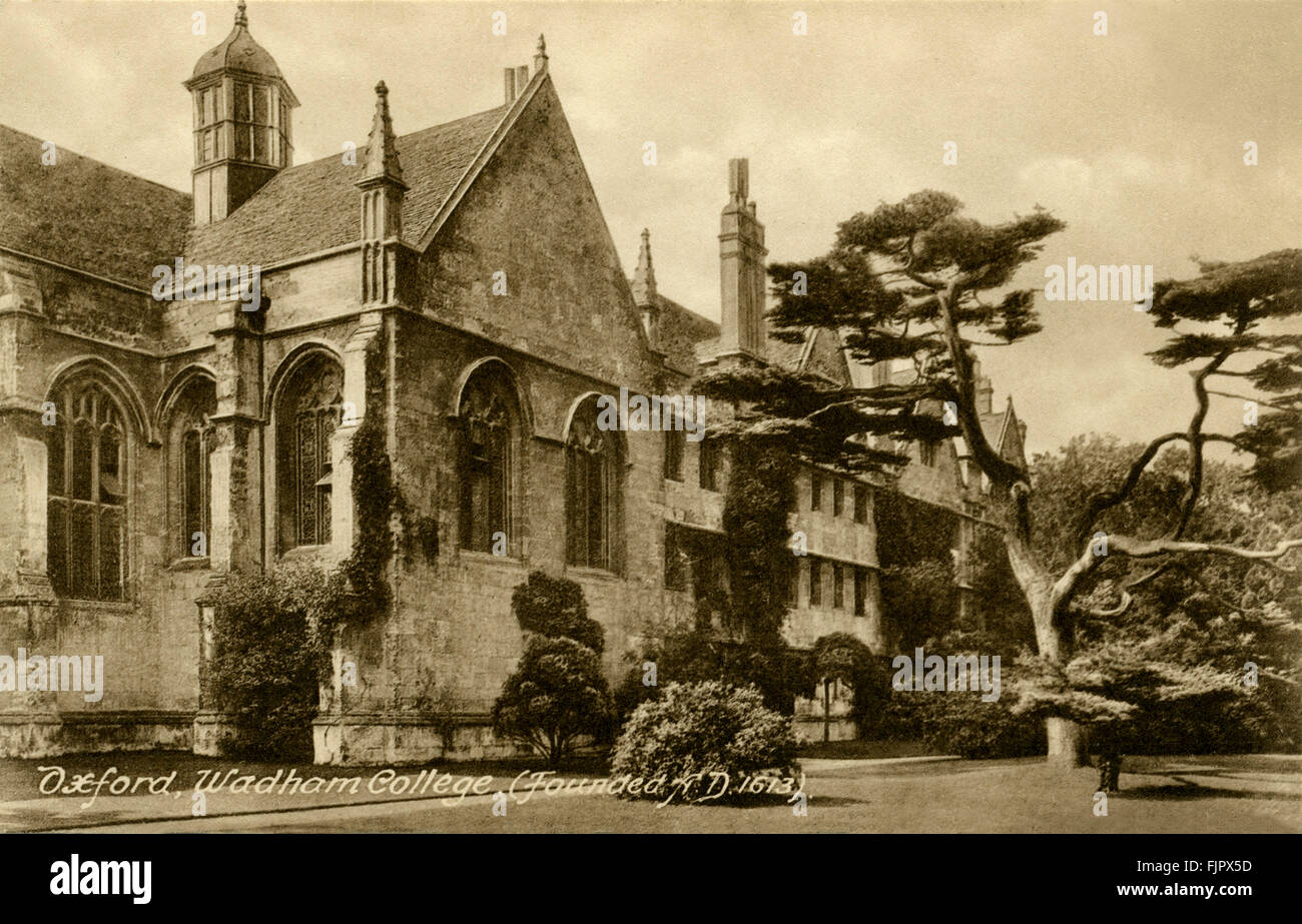 Wadham ha College di Oxford University. Cartolina 1900s Foto Stock